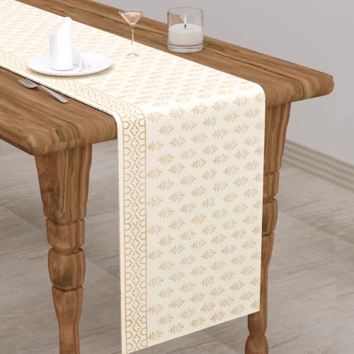 Image of BLOCKS OF INDIA Hand Block Printed Cotton Table Runner, Mat and Napkin Set for Center /Dining Table