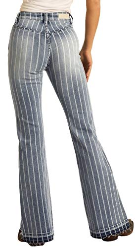 Rock & Roll Denim Ladies N High Rise Striped Trousers2