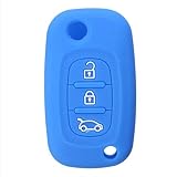 YONGYAO 3 Boutons Silicone Flip Key Housse Etui Fob pour Renault Clio Kangoo Megane Modus-Bleu Foncé