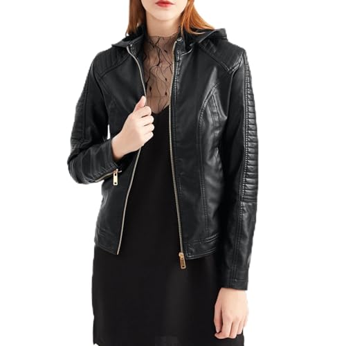 Manteau femme en cuir PU décontracté idéal pour un look biker moderne au quotidien
