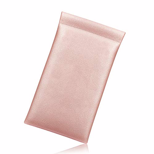 Image of FINTIE Soft Eyeglasses Case with Cleaning Cloth, Portable Squeeze Top Vegan Leather Glasses Pouch, Sunglasses Eyewear Bag