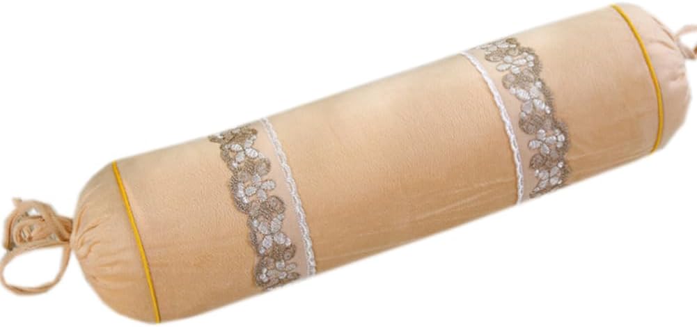 Velvet Soft Round Neck Pillow Feet Knees Support Long Bolster Pillow Sofa Cylinder Cervical Roll Bolster Pillow (Lake Blue, 60×16CM/23.6"×6.3")