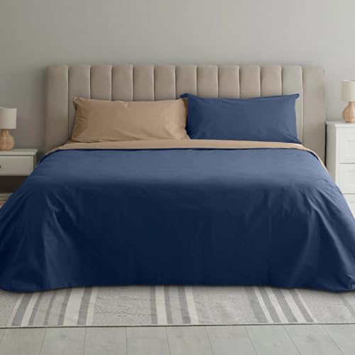 Lisola Juego de funda nórdica de matrimonio de algodón de alta calidad, fabricado en Italia, funda nórdica de 250 x 240 cm + 2 fundas de almohada de 50 x 80 cm, color liso. Modelo: Tortona