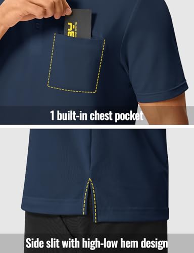 Image of Rdruko Men's Polo Shirts Short Sleeve Quick Dry Outdoor Golf Sports Shirts with Pocket