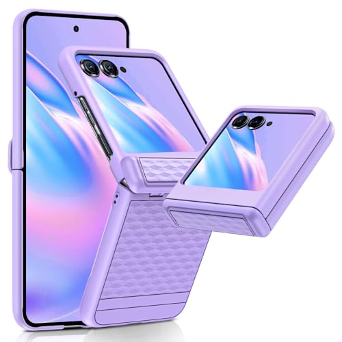LeYi for Moto Razr-2024 Case: Razr 2024 Case with Rugged Hinge Cover, Full Body Cover Hard PC Heavy Duty Rugged Anti Scratch Shockproof Protective Cell Case Cover for Motorola Razr 2024, Purple