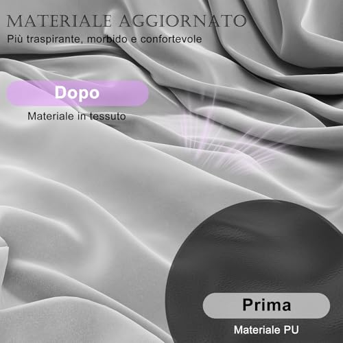 Sedia Gaming in tessuto, Sedia da Ufficio Ergonomica con poggiatesta, Sedie Gamer con cuscino per massaggio lombare, Poltrona Gamer con ruote, poggiapiedi, altezza regolabile,Grigio Chiaro - Sedia gaming - Immagine 3