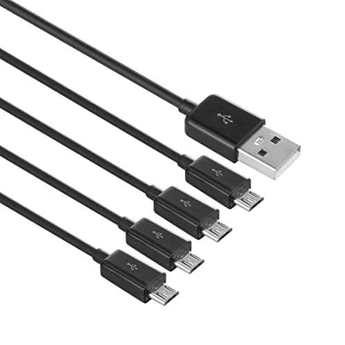 Cable de carga multi micro USB, 4 en 1 USB macho a 4 micro USB macho, divisor micro usb cable de carga rápida (negro 1.8m)