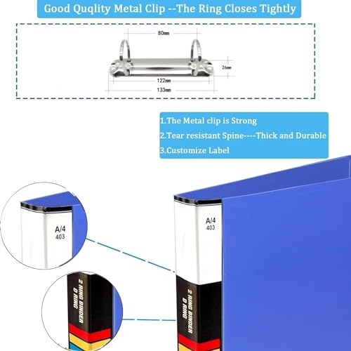 Image of ANG 2D Ring Binder File| Durable Polyethylene File Folder Document for Professional Use| Holds Upto 250 Sheets (Sky Blue, Pack of 4)