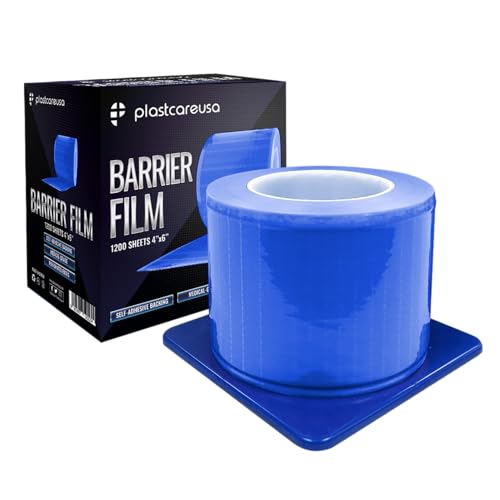 Blue Barrier Film Roll 4"x6" - Protective Dental Barrier Film for Dental, Medical, Tattoo - Perforated Adhesive Barrier Tape Sheets (1 Box of 1200 Sheets) by PlastCare USA