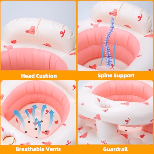 Image of Inflatable Baby Seat for Babies 3 Months & Up, Infant Floor Seats for Sitting Up, Blow Up Baby Chair with Built in Air Pump