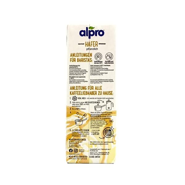 Alpro Set de 6 bebidas de avena barista de 1 litro, bebida de avena 100 % vegetal para hacer espuma para cafÃ© y batidos - Imagen 5