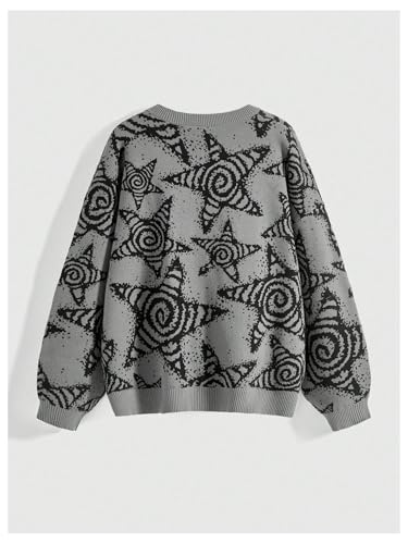 Image of WDIRARA Women's Goth Cartoon Pattern Sweater Long Sleeve Crewneck Knit Pullover Top