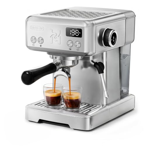 Image of HIBREW H10 Customizable Espresso Machine with 58mm Commercial Group Head | One-Touch Steam & Extraction Switch, Custom Shot Time, Auto Pressure Release & Backflush Stainless Steel Coffee Maker