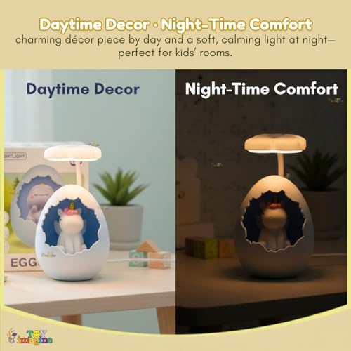 Image of Toy Imagine Rechargeable LED Study Lamp for Kids | Cute Egg Table Lamp & Night Lamp for Kids Bedroom, Soft Eye-Care Lighting