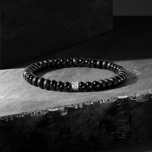 Pulsera masculina de piedras naturales con amuleto de plata miniatura 3