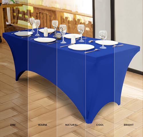 image for Utopia Kitchen Spandex Tablecloth 2 Pack [8FT, Royal Blue] Tight, Fitt