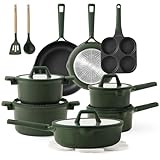 CAROTE 19pcs Nonstick Cookware Sets, Pots and Pans Set Non Stick，kitchen cookware set，Premium Induction Cookware, Green Cookwares, Frying pans, cooking sets