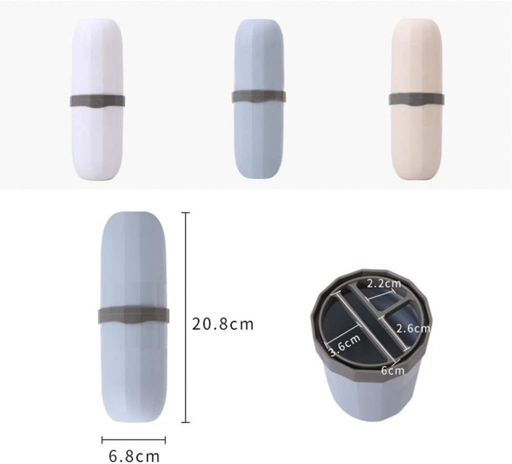 ONISHOMES Portable Capsule Shape Travel Toothbrush, Toothpaste, Toiletry and Cosmetic Holder Case (Pack of 2)