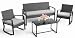 Ahomly 4 Piece Outdoor Patio Furniture Set, Wicker Patio Furniture with Glass Coffee Table, Rocking Wicker Bistro Set, for Backyard, Poolside, Porch (Grey)