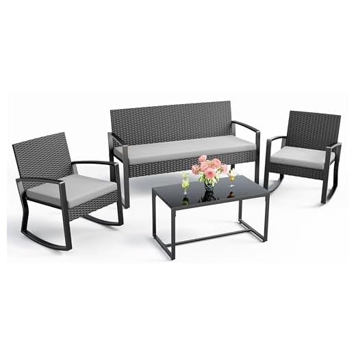 Ahomly 4-Piece Wicker Rocking Set