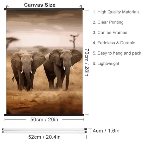 Poster sur toile éléphants imperméable BWQMNT pour décoration murale