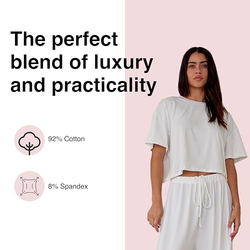 BUMPSUIT Crop Top for Women - Short Sleeve T-Shirts, Round Neck Cloud Cropped Athletic Gym Casual Blouse | Soft Yoga Boxy Tee3