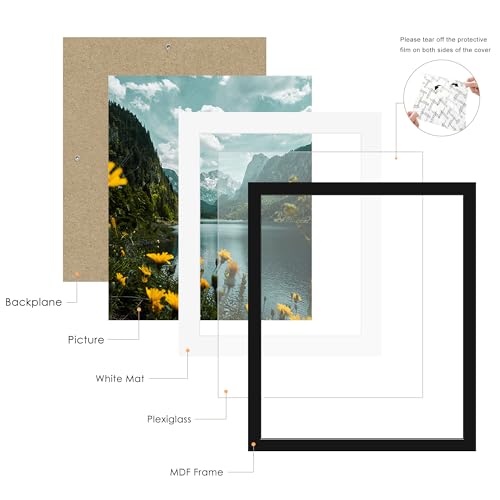 Picrit 20x24 Picture Frame 3 Pack, Black Poster Frame, Display Poster 16 x 20 with Mat or 20 x 24 without Mat for Horizontal or Vertical Wall Mounting
