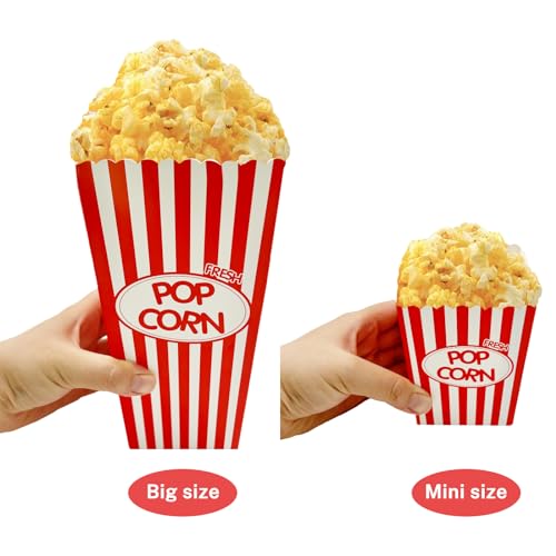 Image of SNAIL GARDEN 30 Pcs Popcorn Boxes (20Pcs 46oz + 10Pcs 16oz),Disposable Movie Night Snack Buckets, Durable Red /White Cardboard Food Containers for Family Party, Picnic, Festivals