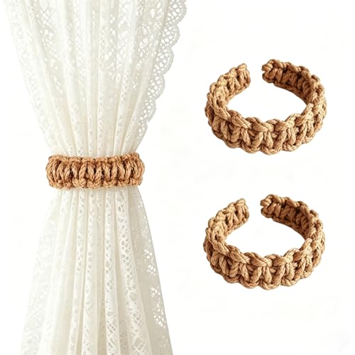 Embrasse pour Rideaux, Lot de 2 Crochets de Rideaux de Decoration Boheme, Embrasses de Rideaux Tressées Articles de Maison élégants et Compacts pour Maison Chambre à Coucher