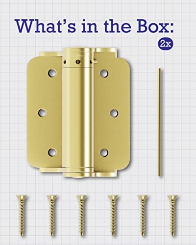 Hardware Essentials 3-Inch ​​Self-Closing Door Hinges, 2-Pack, Adjustable, Storm And Screen Door, Full Surface Mount, Brass Finish (851598) #TOP6