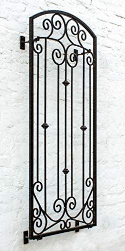 Image of H Potter Wall Mounted Garden Trellis 72 inch H, Heavy Duty Iron, Charcoal Brown | Adjustable wall brackets included. Powder-coated finish. Supports climbing roses, clematis, ivy and vines.