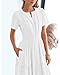 BTFBM Womens Summer 2026 Casual Midi Maxi Dresses Lightweight Short Sleeve V Neck Elastic Waist Boho Beach Dress Pockets(White, Small)