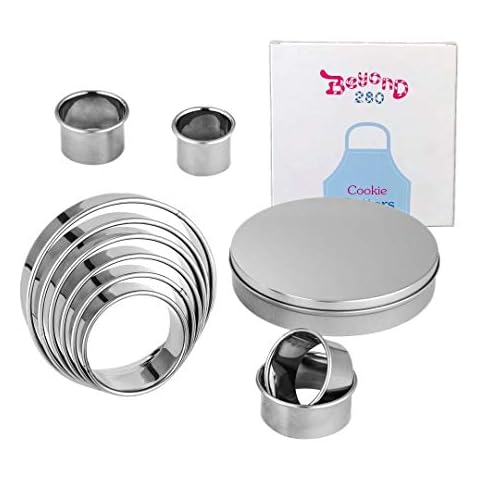 Beyond 280 Beyond 280 Round Stainless Steel Cookie Cutters,10-piece Circle Big to Small for Round Cookies, Cake Decor, Fondant, Biscuit, Donuts (10 Circles) Cover
