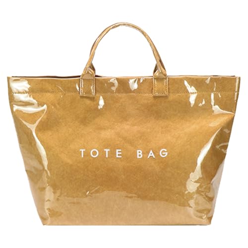 Sac à main en PVC marron de grande capacité pour femme avec poignée et organiseur de sac