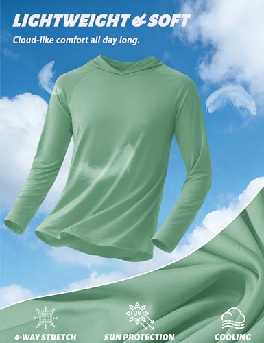 Image of KEFITEVD Men's Sun Hoodie Long Sleeve Fishing UPF 50+ SPF Quick Dry Shirts