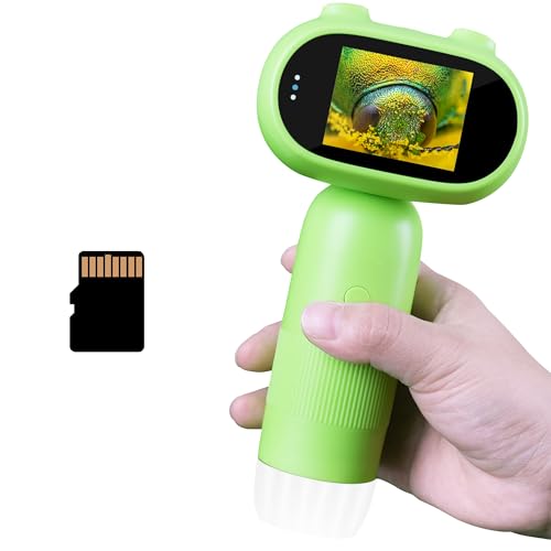 TINYLENS GreenPeek Microscope for Kids with 2" Screen 1000x Portable Pocket Digital Kids Mini Scope, 16GB Card, Kids Educational Science Kit, Gift for Kids 4-12 (Green)