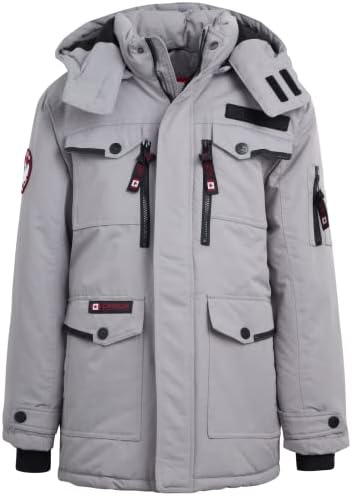 CANADA WEATHER GEAR Boys Winter Coat – Weather Resistant Insulated Parka – Heavyweight Ski Jacket (8-20), Size 10-12, Steel Grey
