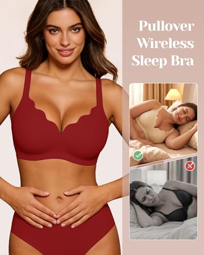 Image of Vinfact Plunge Jelly Bras for Women No Underwire Wireless Lift Full Coverage T Shirt Everyday Sleep Bra