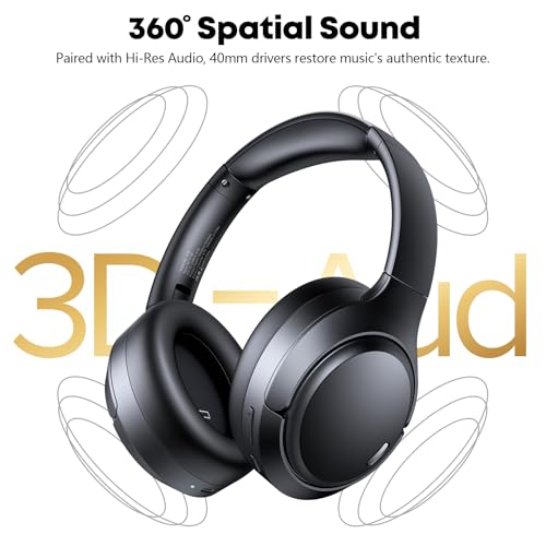 Image of Hybrid Active Noise Cancelling Bluetooth 6.0 Headphones 120H Long Playtime, 6 ENC Mic, Over Ear Headphones Wireless, Hi-Res Audio, Memory Foam Earcup, Transparency Mode ANC Headphone for Travel Office