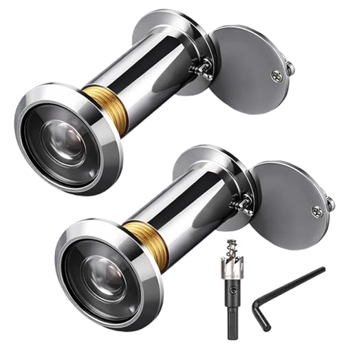 2 Stück Sicherheits Türspion Türspion ohne Bohren und Türspion Abdeckung mit 220 Sichtfeld Einfache Montage für Holztüren und Metalltüren mit 40-60 mm Türstärke und 16-21 mm Öffnungsdurchmesser