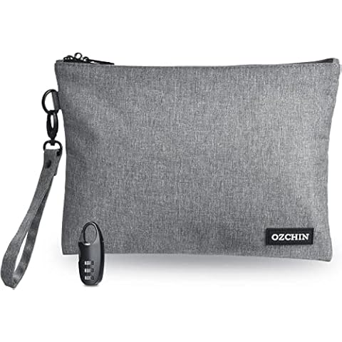 OZCHIN Smell Proof Bags New Odor Proof Bag Pouch Storage Case 28 x 20 CM with Combination Lock (Grey) Cover