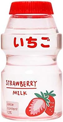 Zonfer 480ml Kawaii Strawberry Water Bottle Portable Leak Proof Transparent Drinking Bottle for Children Girl (randomly)