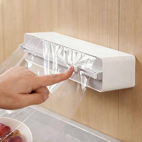 Nanafu Household cling & Aluminum Foil & Plastic foil wrap dispenser | with Cutter | Strong Magnet Fridge & Wall Mount | for Kitchen Storage Organization Holder 6-12" Rolls — view 2