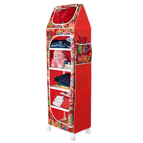 Image of Little One's | 6 Plastic Shelves Baby Wardrobe /Toy Organizer, ISI Certifed | Jungle Red | TB6 /AR