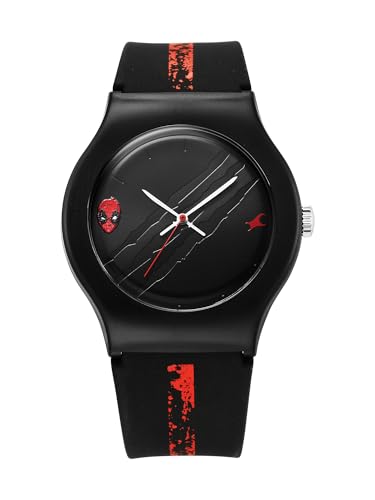 Fastrack Deadpool Wolverine Quartz Analog Black Dial with Black Silicone Strap Watch for Unisex