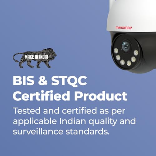 Image of MANOMAY Protect Pro 3MP Mini Wi-Fi Pan-Tilt Camera [STQC Certified] 360 Smart Home CCTV, AI Human Tracking, Color Night Vision, 2-Way Audio, Alexa, IP66, 256GB Memory Card Support M1095S