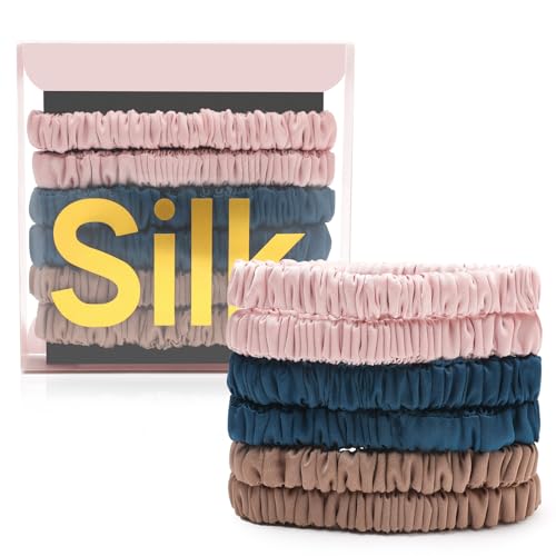 6Pcs Silk Hair Ties 100% Pure Mulberry Silk Scrunchies for Women Girls