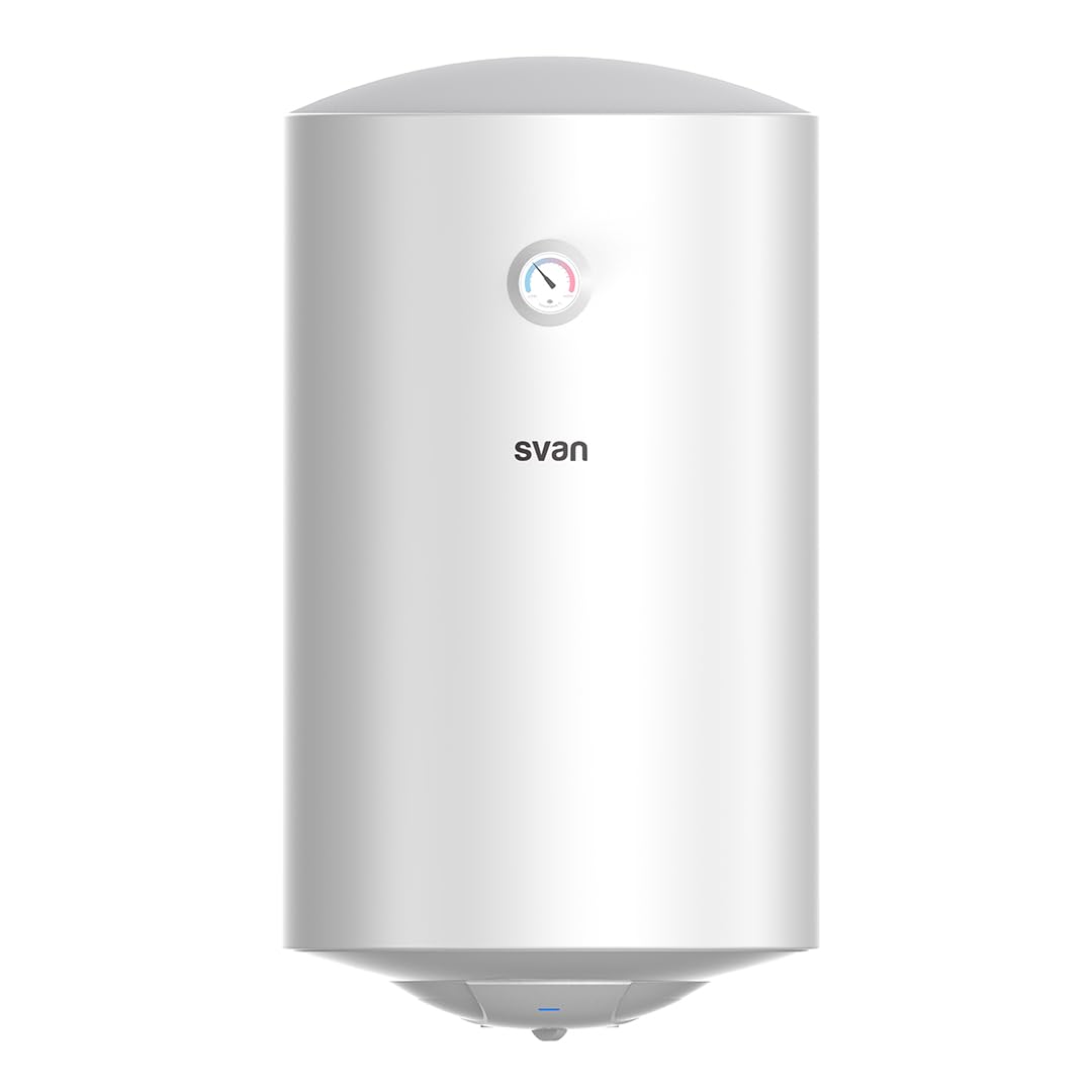 Svan Termo Eléctrico 80 Litros, ST8002. 1500W, Kit de Montaje Incluido, Resistencia Acero Esmaltado, Termostato Manual, Temperatura Máx 75 ºC, Blanco, Eficiencia Energética Clase C