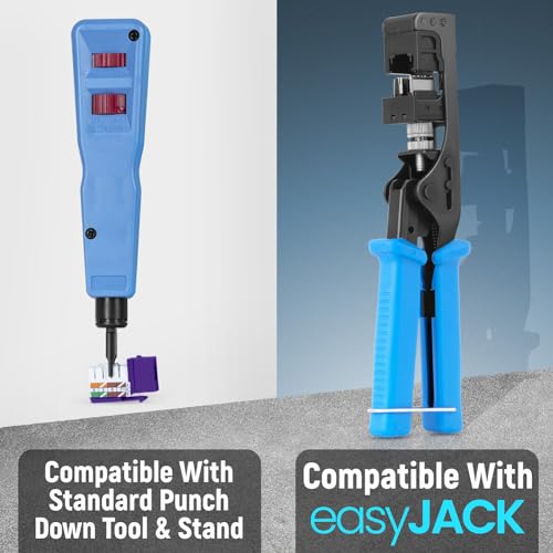 Image of Everest 90 Degree RJ45 cat6 Keystone Jacks Slim Profile 100-Pack Purple | Compatible with 90 Angled Speed Termination Tool - easyJACK (B094WB91H3)