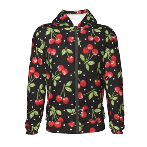 Sweet Red Cherry Kid Hoodies Boys Zip Up Sweatshirts Girls Pullover with Pocket2